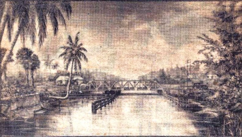 ATLANTIC BLVD. BRIDGE HISTORY- second bridge artist rendering, early 1920's. Courtesy: Pompano Beach Historical Society