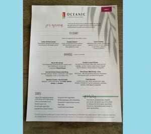 OCEANIC RESTAURANT MENU:   The long anticipated grand opening of Oceanic, the new Pompano Beach restaurant is finally here.