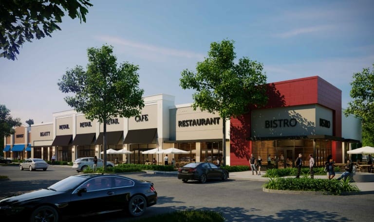Pompano Beach Real Estate and Redevelopment: Citi Centre in Pompano Beach is adding several new stores and restaurants. The photo above shows what the replacement building for the Sears Auto Center will look like. Courtesy photo