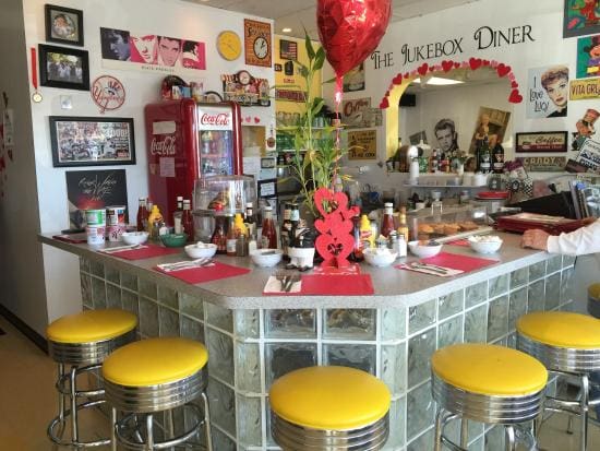 The main dining room of the Jukebox Diner in Pompano Beach.