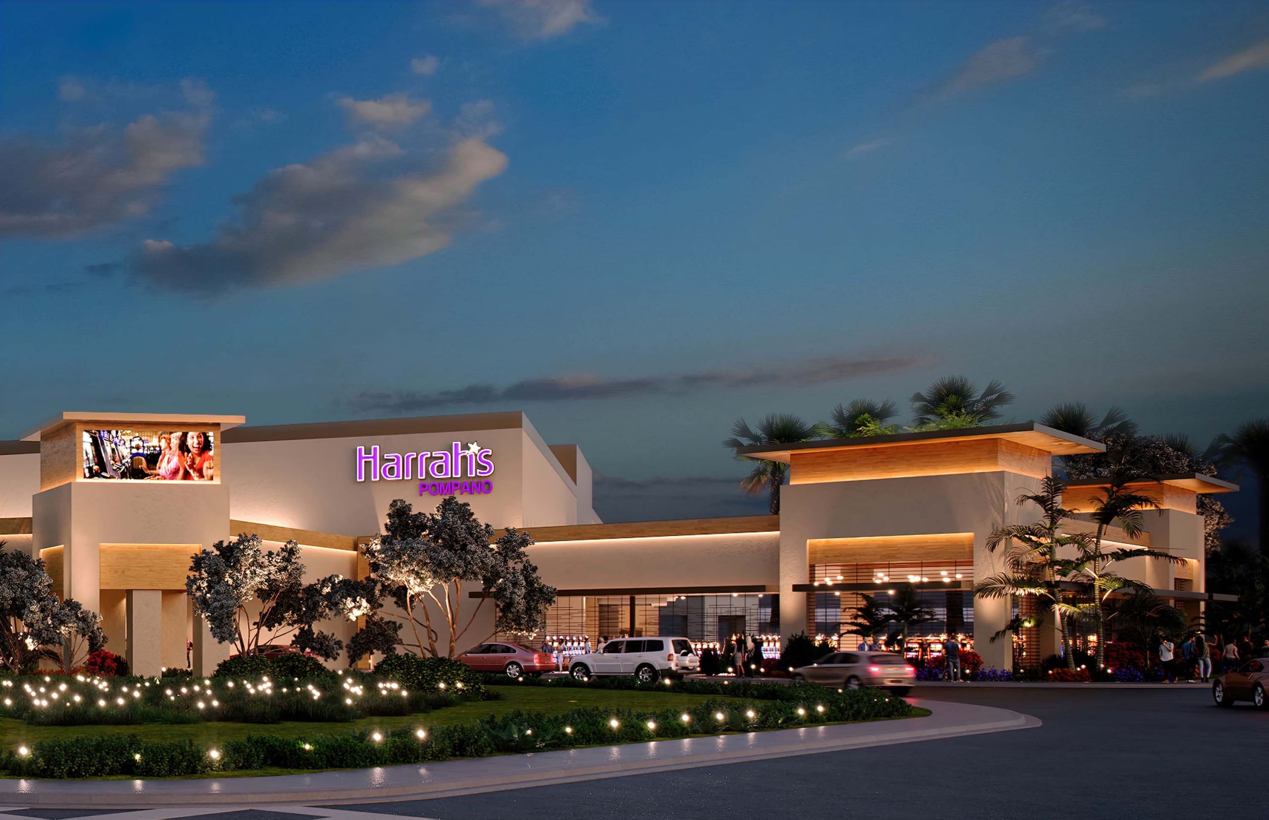 Rendering of Harrah's Pompano Beach with the new gaming terrace (on right).