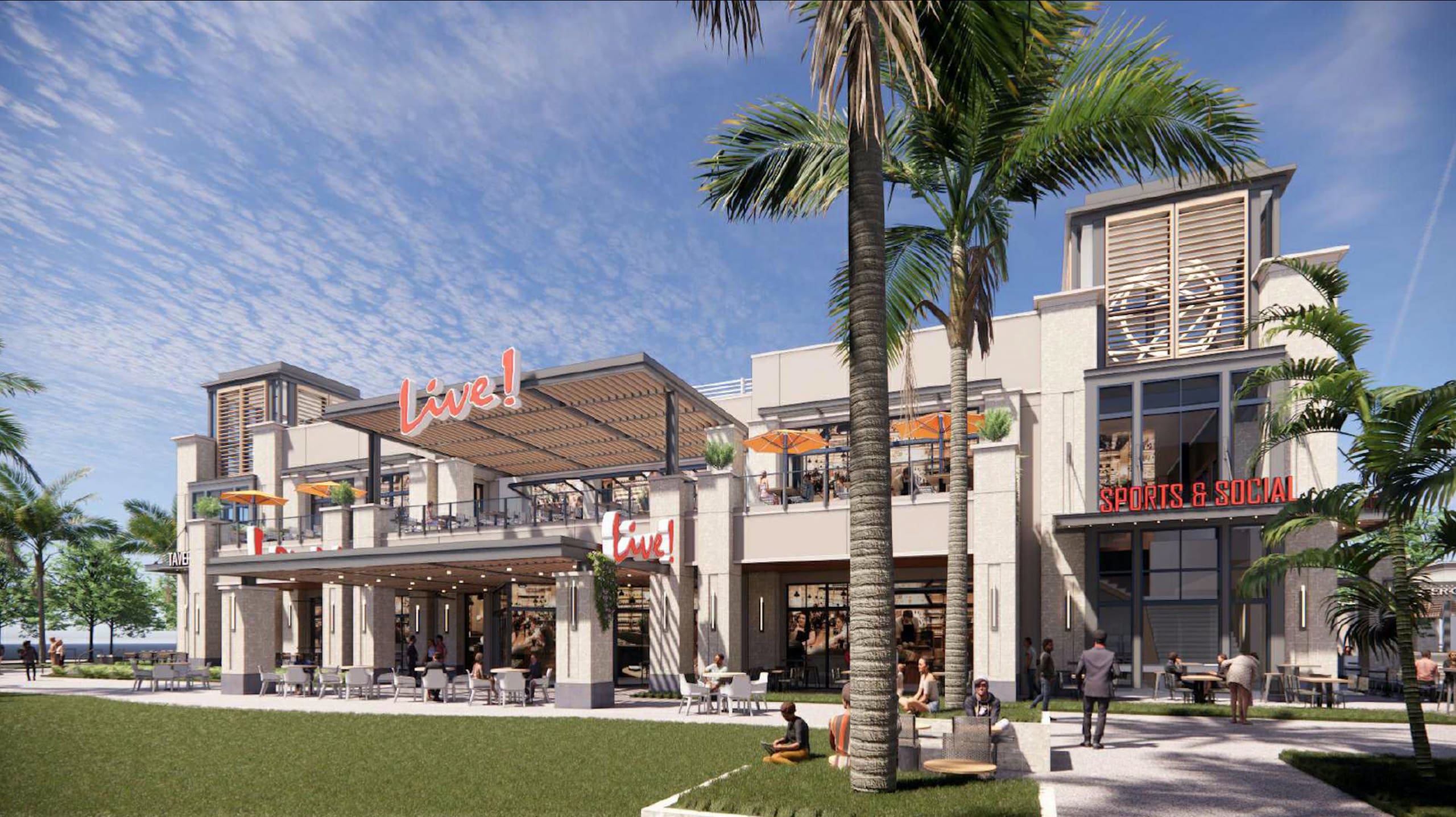 Rendering of the Live! Building, a component of the Live! Resorts Pompano project.